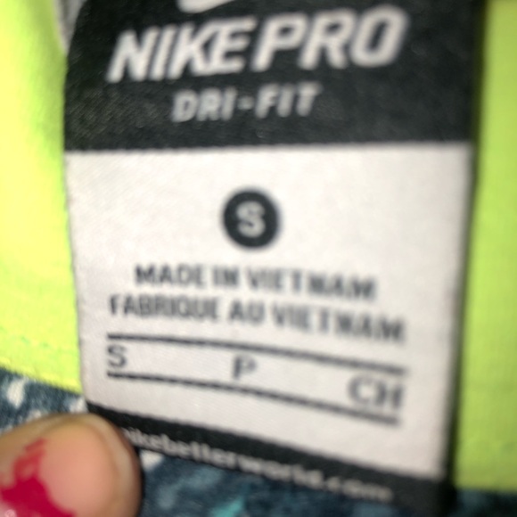Blue white and lime green Nike pro tights - Picture 3 of 6